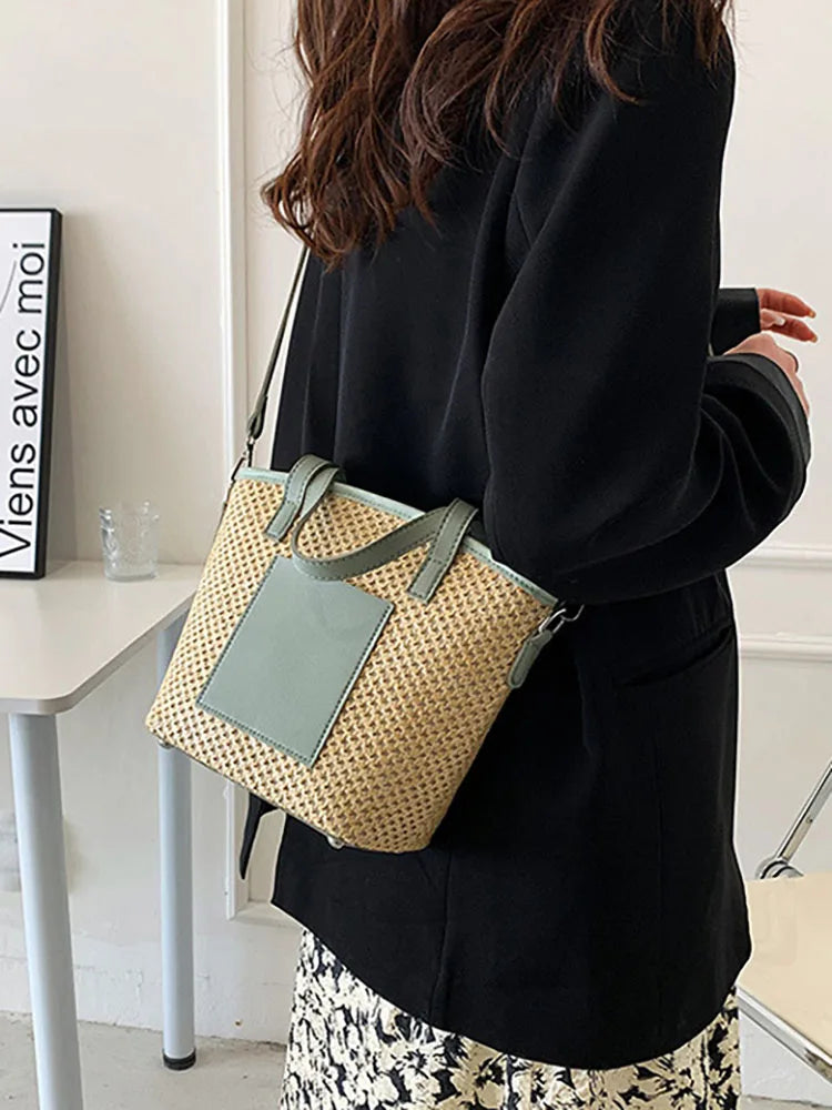 Summer Straw Weaving Beach Handbags for Women Shoulder Crossbody Bags