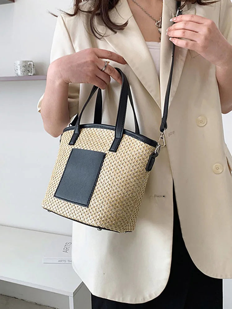 Summer Straw Weaving Beach Handbags for Women Shoulder Crossbody Bags