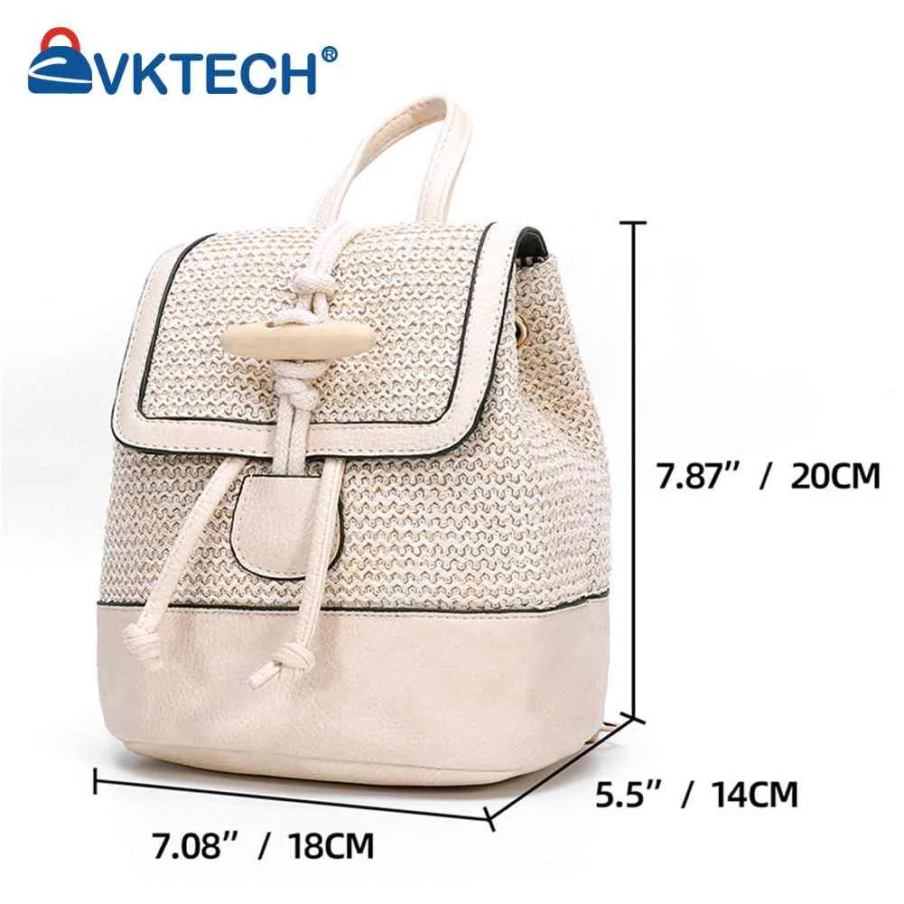 Summer Straw Women Backpack Vintage Horn Buckle Messenger Shoulders Bag