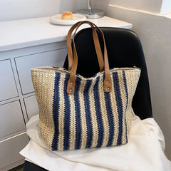 Straw Top-Handle Handbag Casual Large Capacity Women Shoulder Bag