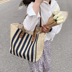 Straw Top-Handle Handbag Casual Large Capacity Women Shoulder Bag
