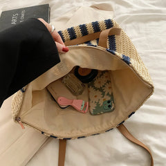 Straw Top-Handle Handbag Casual Large Capacity Women Shoulder Bag