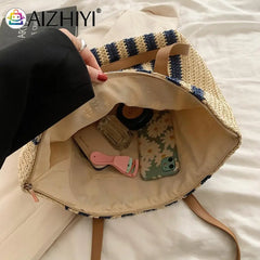 Summer Straw Woven Underarm Shoulder Bags for Women Large Capacity