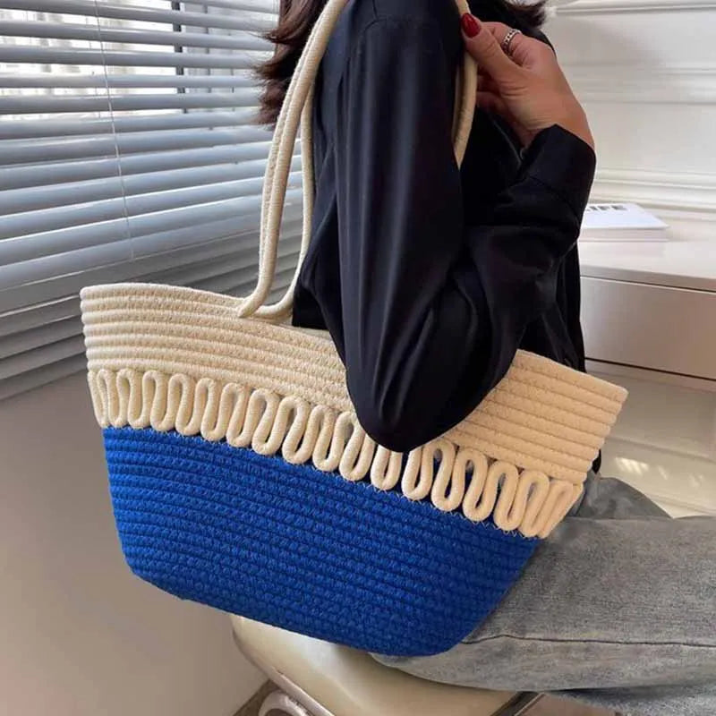 Summer Straw Woven Women Bag Portable Beach Large-capacity Handbag