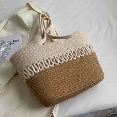 Summer Straw Woven Women Bag Portable Beach Large-capacity Handbag