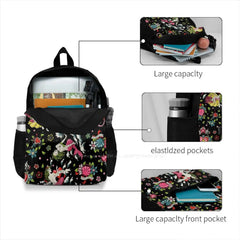Summer Tail Black Satchel Schoolbag Mermaid Crown Flowers Shells Seaweed Waves