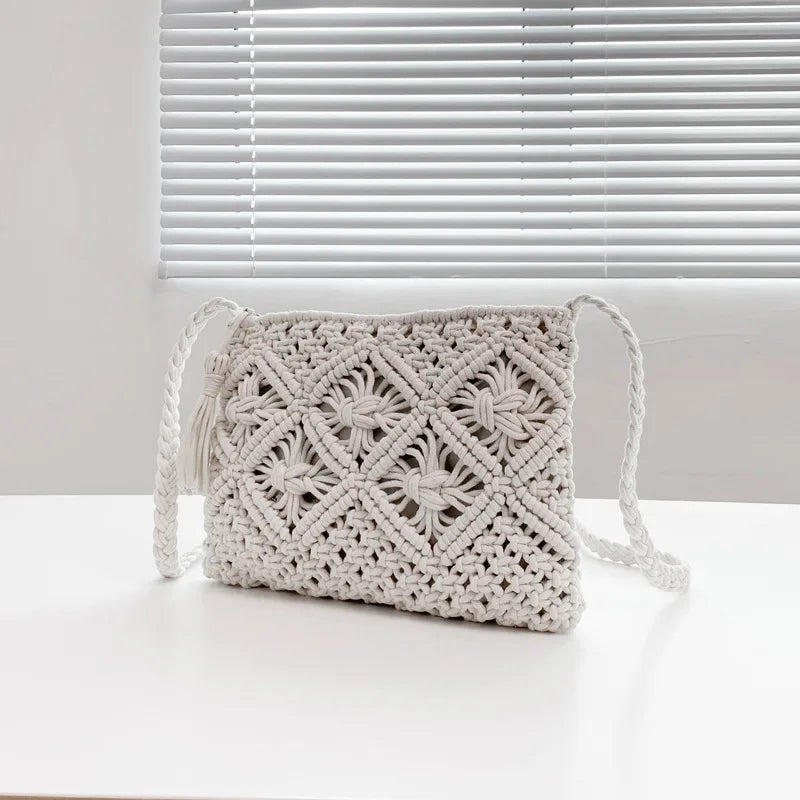 Summer Tassel Hollow Straw Bag For Women Woven Crossbody Bag