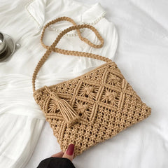 Summer Tassel Hollow Straw Bag For Women Woven Crossbody Bag