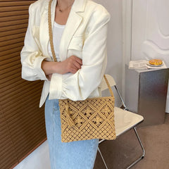 Summer Tassel Hollow Straw Bag For Women Woven Crossbody Bag