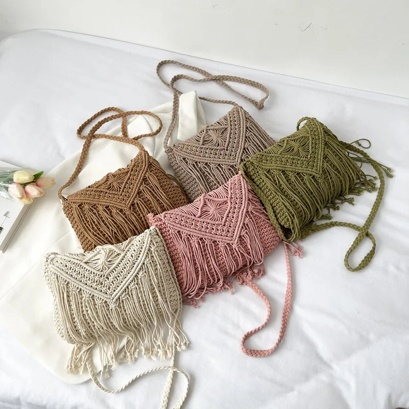 Summer Tassel Shoulder Bag Women Crossbody Purse Travel Messenger Handbag