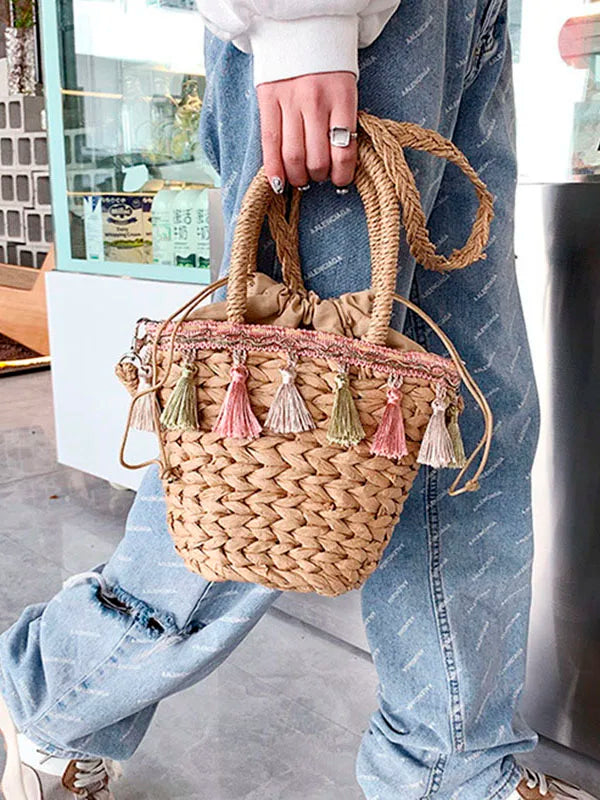 Summer Tassels Straw Shoulder Women's Bag Weaving Female Handbags