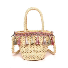 Summer Tassels Straw Shoulder Women's Bag Weaving Female Handbags
