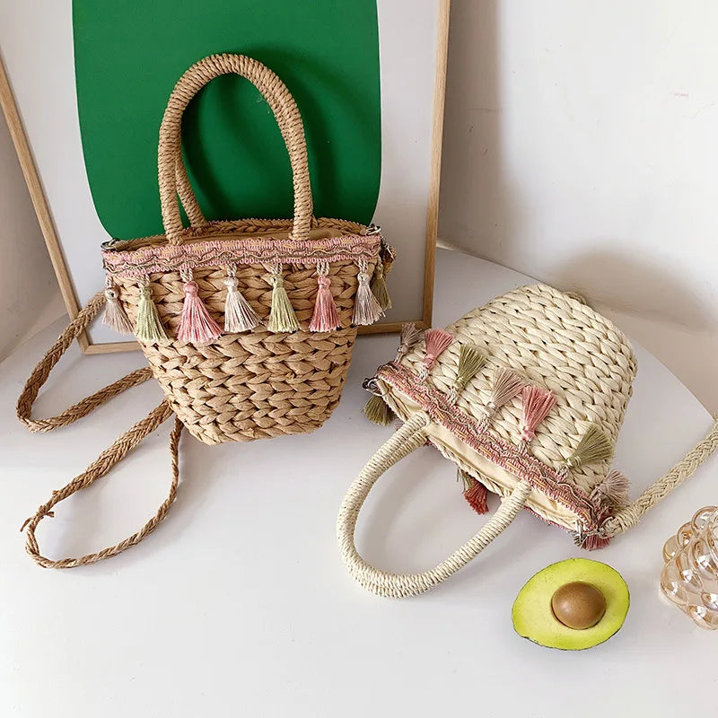 Summer Tassels Straw Shoulder Women's Bag Weaving Female Handbags