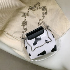 Summer Transparent Jelly Bag Women's Cow Pattern Messenger Shoulder Bags
