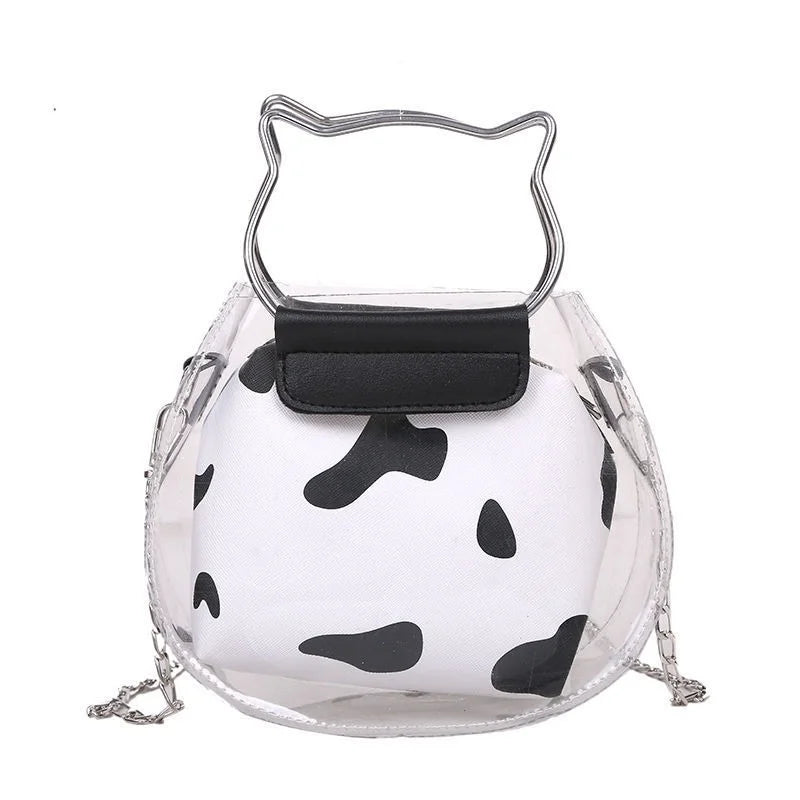 Summer Transparent Jelly Bag Women's Cow Pattern Shoulder Bags