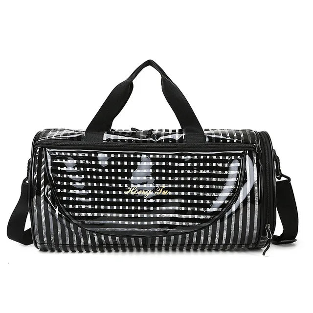 Summer Transparent Travel Bags Stripe Handbag PVC Jelly Separation Sports Bag