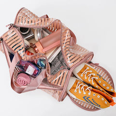 Summer Transparent Travel Bags Stripe Handbag PVC Jelly Separation Sports Bag