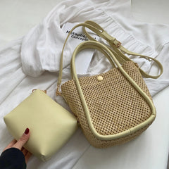 Summer Travel Woven Shoulder Bag Women's Straw Messenger Bags