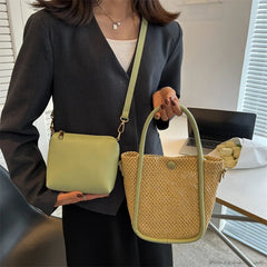 Summer Travel Woven Shoulder Bag Women's Straw Messenger Bags