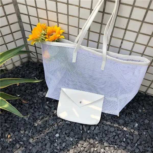 Women Mesh Beach Bag Large Capacity Eco Shopping Tote