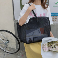 Women Mesh Beach Bag Large Capacity Eco Shopping Tote