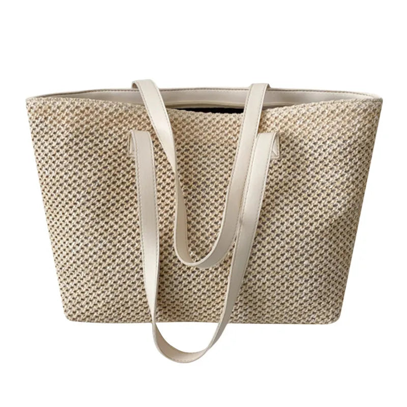 Summer Straw Bags Hit Handbags for Women Zipper Matching Tote Bag