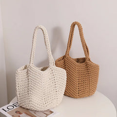 Summer Vintage Crochet Handbag Beach Holiday Tote