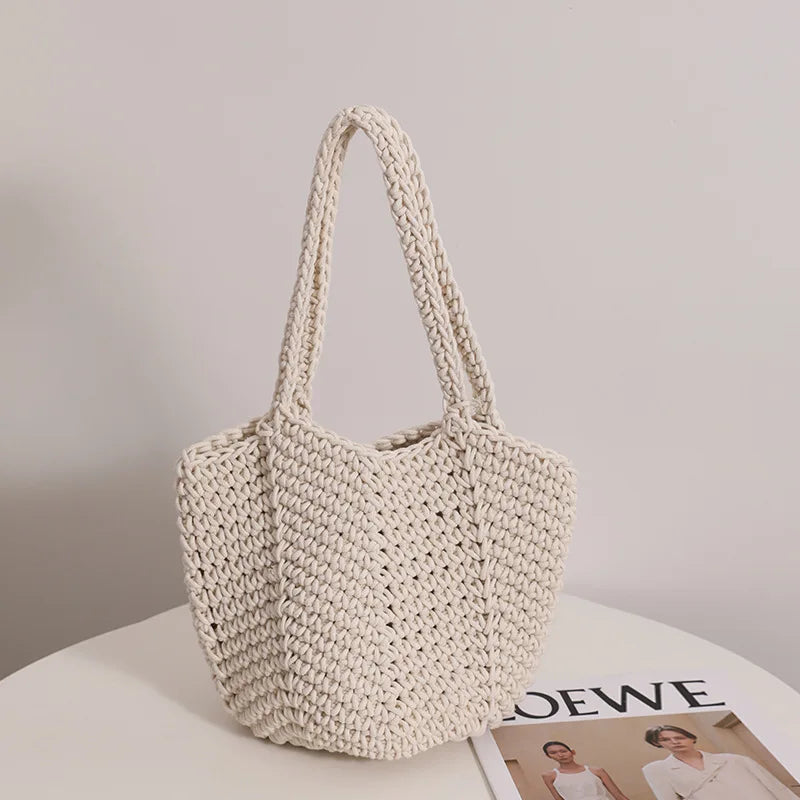 Summer Vintage Crochet Handbag Beach Holiday Tote