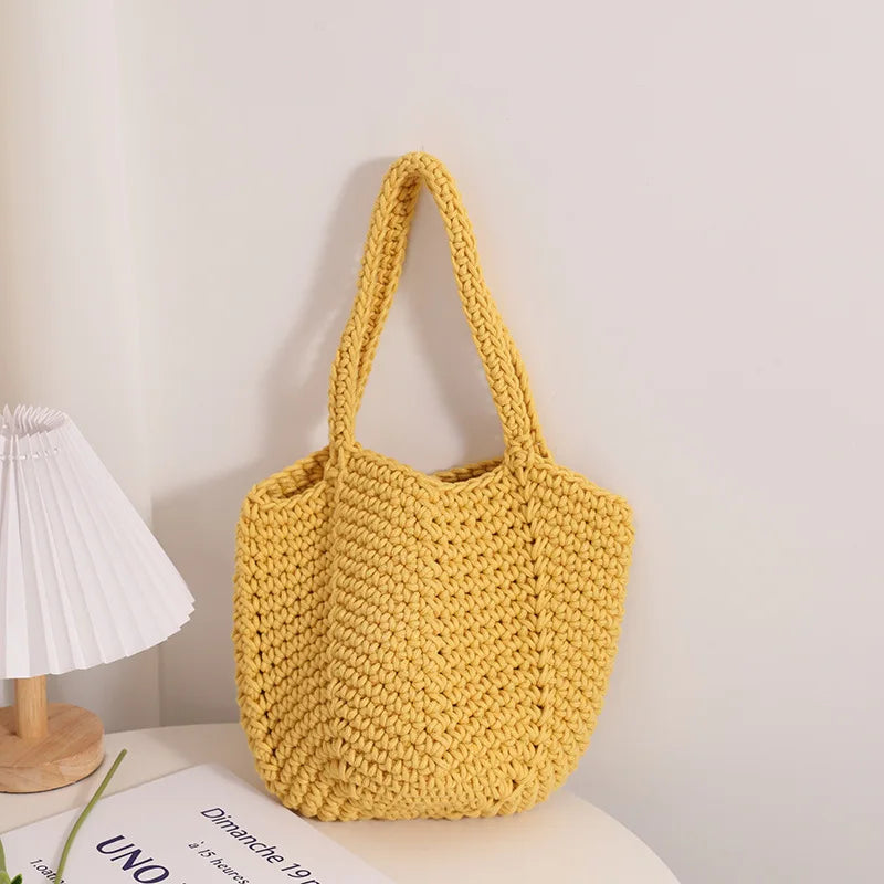 Summer Vintage Crochet Handbag Beach Holiday Tote