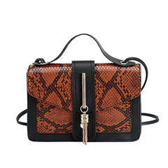 Summer Tassel Small Square Bag Snake Pattern Shoulder Messenger Crossbody Bag
