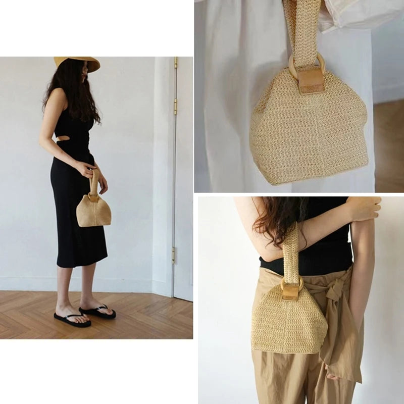 Summer Straw Handbag for Women Beach Rattan Bag