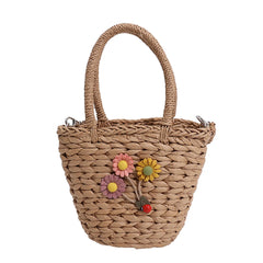 Summer Women Handbags Woven Ladies Tote Bags Casual Flower Portable Basket