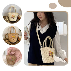 Summer Women Handbags Woven Ladies Tote Bags Casual Flower Portable Basket