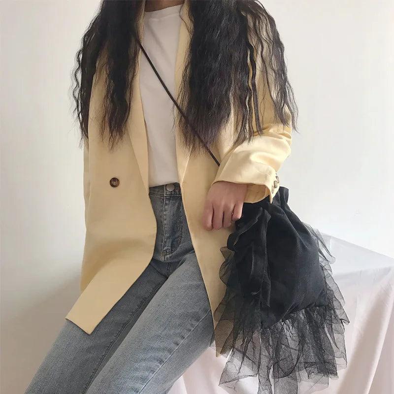 Summer Mesh Tote Bag Hollow Design Foldable Shopping Beach Bucket Bag