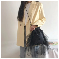 Summer Mesh Tote Bag Hollow Design Foldable Shopping Beach Bucket Bag