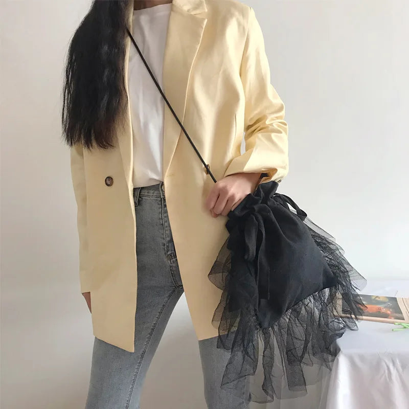 Summer Mesh Tote Bag Hollow Design Foldable Shopping Beach Bucket Bag