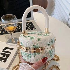 Summer Women Round Crossbody Bag Lace Flower Clutch