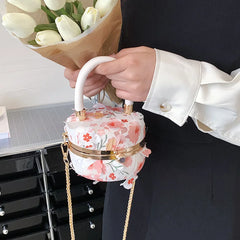 Summer Women Round Crossbody Bag Lace Flower Clutch