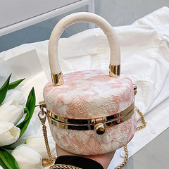 Summer Women Round Crossbody Bag Lace Flower Clutch