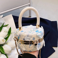Summer Women Round Crossbody Bag Lace Flower Clutch