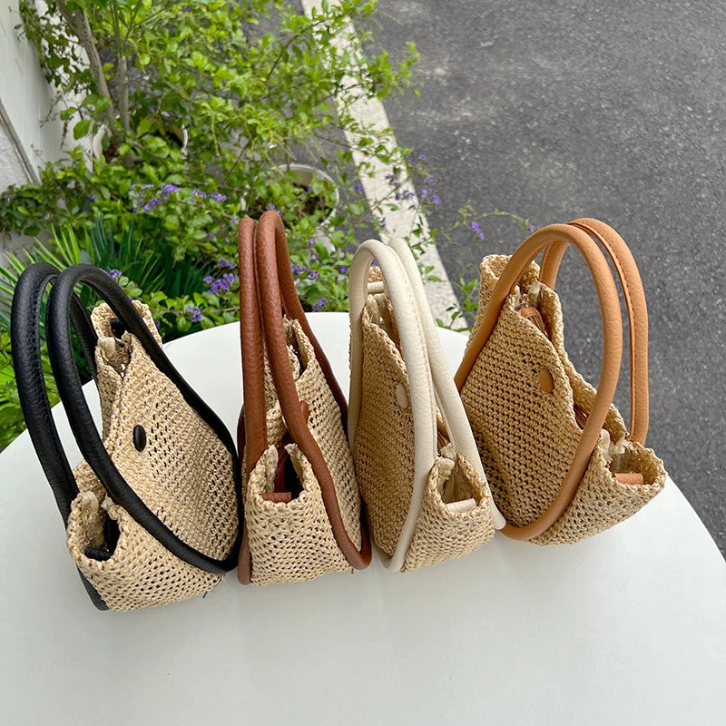 Summer Women Straw Basket Shoulder Bag Hand-woven Bucket Messenger Bags
