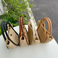 Summer Women Straw Basket Shoulder Bag Hand-woven Bucket Messenger Bags