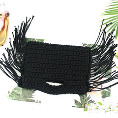 Summer Straw Handbag Women Knitting Tassel Tote Clutch Bohemian Beach Woven Bag