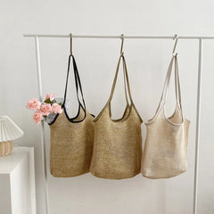 Summer Women's Straw Shoulder Bag Set Handbags Casual Beach Bag