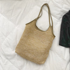 Summer Women's Straw Shoulder Bag Set Handbags Casual Beach Bag