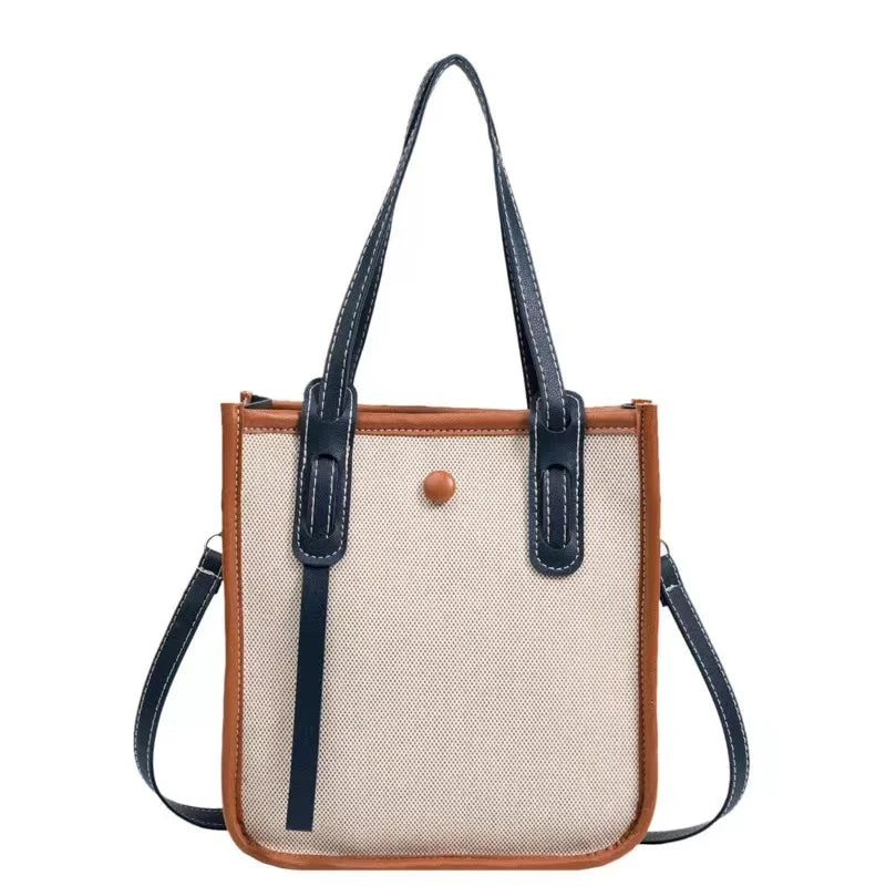 Summer Women's Small Shoulder Bag Canvas Crossbody Zippered Bucket Bag