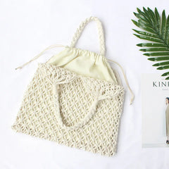 Boho Hollow Out Straw Beach Bag Macrame Tote
