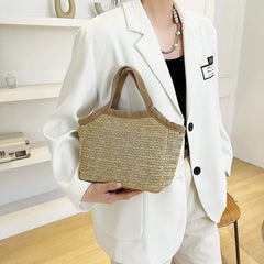Vintage Straw Basket Beach Bag Rattan Shopping Handle Bag