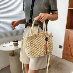 Straw Handbag Women Beach Bag Large Capacity Tote Shopping Handle Bags