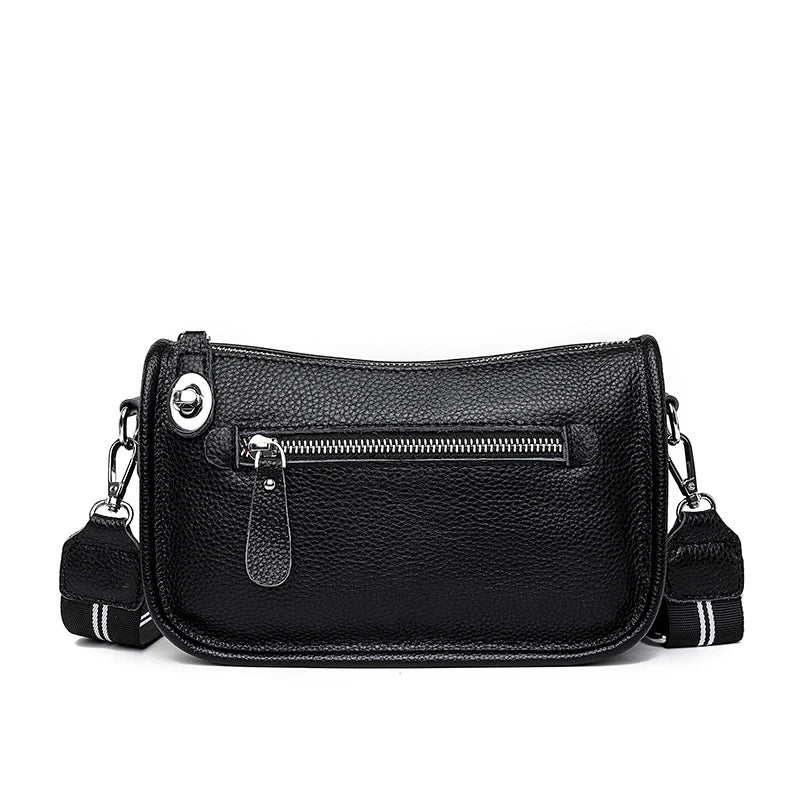 Summer Cowhide Leather Shoulder Bag Solid Crossbody Bag for Women